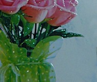 открытка для мамы с букетом роз в вазе